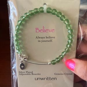 Unwritten Silver Plated Genuine Crystal Beads Adjustable Bangle Believe Bracelet